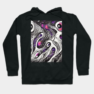 Spiral Galaxy Drawing Black Hearts Abstract Hoodie